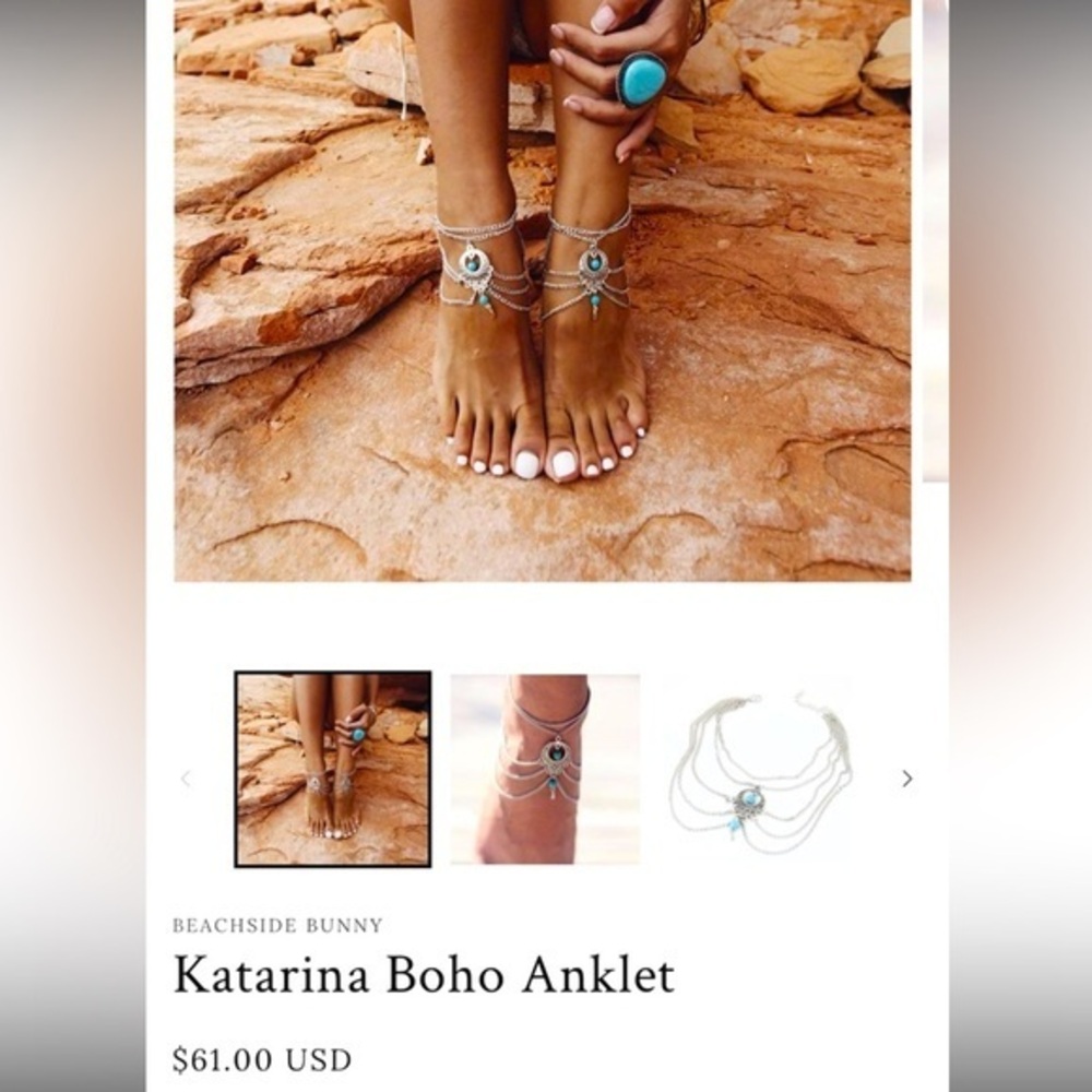Anklet barefoot Sandals Foot Chain turquoise Anklets Beachsidebunny “Katarina”